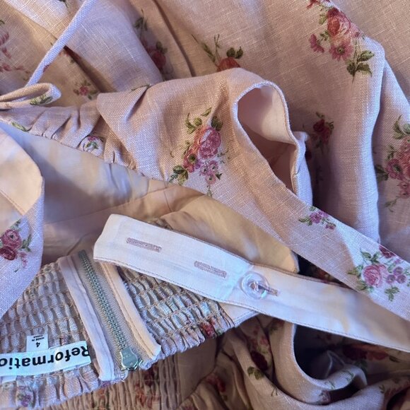 NWT Reformation Balia Linen Midi Dress in Tea Time Pink Floral | size 4 - Picture 14 of 15